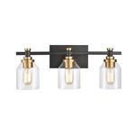 Cambria Bathroom Vanity Light - Matte Black / Satin Brass