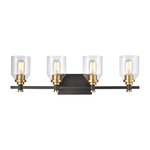 Cambria Bathroom Vanity Light - Matte Black / Satin Brass