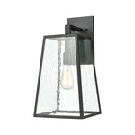 Meditterano Outdoor Wall Sconce - Charcoal Black / Clear Seeded