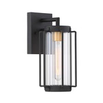 Avonlea Outdoor Wall Sconce - Sand Black / Clear Ribbed