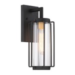Avonlea Outdoor Wall Sconce - Sand Black / Clear Ribbed