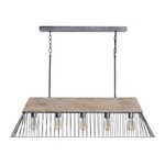 Russell Linear Pendant - Rustic Grey / Mango Wood