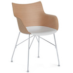 Q/Wood Armchair - Chrome / Light Wood Veneer / White
