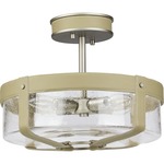 Rockdance Semi Flush Ceiling Light - Antique Nickel / Clear Seeded