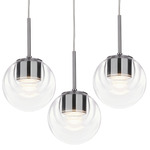 Dew Round Multi Light Pendant - Chrome / Transparent