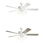 Basics Pro Premier Ceiling Fan with White Shade Light Kit - White / White / Silver