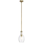 Everly Tulip Pendant - Natural Brass / Clear