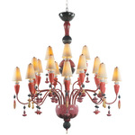 Ivy and Seed Chandelier - Red Coral