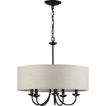 Drum Shade Chandelier - Black / Harvest Linen