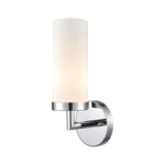 Pillar Wall Sconce - Chrome / White Glass