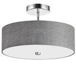 Everly Flush / Semi-Flush Ceiling Light - Polished Chrome / Grey