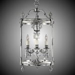 Lantern Tall Round Pendant - Silver / Crystal