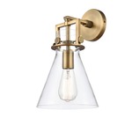 Newton Cone Wall Sconce - Brushed Brass / Clear