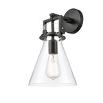 Newton Cone Wall Sconce - Matte Black / Clear