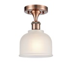 Dayton Semi Flush Ceiling Light - Antique Copper / White