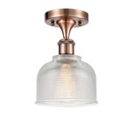 Dayton Semi Flush Ceiling Light - Antique Copper / Clear