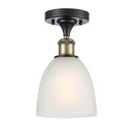 Castile Semi Flush Ceiling Light - Black / Antique Brass / White