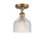 Dayton Semi Flush Ceiling Light - Brushed Brass / Clear