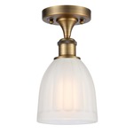 Brookfield Semi Flush Ceiling Light - Brushed Brass / White