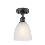 Castile Semi Flush Ceiling Light - Matte Black / White