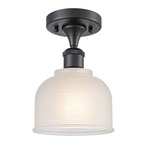 Dayton Semi Flush Ceiling Light - Matte Black / White