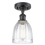 Brookfield Semi Flush Ceiling Light - Matte Black / Clear