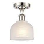 Dayton Semi Flush Ceiling Light - Polished Nickel / White