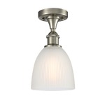 Castile Semi Flush Ceiling Light - Brushed Satin Nickel / White