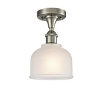 Dayton Semi Flush Ceiling Light - Brushed Satin Nickel / White