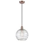 Deco Swirl Pendant - Antique Copper / Clear