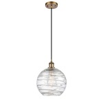 Deco Swirl Pendant - Brushed Brass / Clear