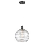 Deco Swirl Pendant - Matte Black / Clear