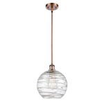 Ballston Deco Swirl Pendant - Antique Copper / Clear