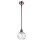 Ballston Deco Swirl Pendant - Antique Copper / Clear