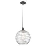 Ballston Deco Swirl Pendant - Matte Black / Clear