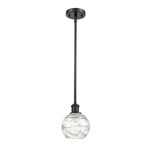 Ballston Deco Swirl Pendant - Matte Black / Clear