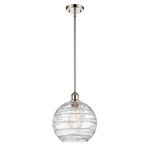 Ballston Deco Swirl Pendant - Polished Nickel / Clear