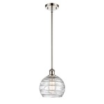 Ballston Deco Swirl Pendant - Polished Nickel / Clear