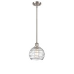 Ballston Deco Swirl Pendant - Brushed Satin Nickel / Clear