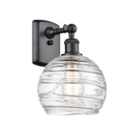 Deco Swirl Wall Sconce - Matte Black / Clear