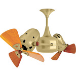 Duplo Dinamico Wood Ceiling Fan - Brushed Brass / Mahogany