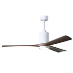 Patricia Ceiling Fan With Light - Gloss White / Walnut Tone