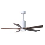 Patricia Ceiling Fan With Light - Gloss White / Walnut Tone