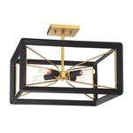 Sable Point Semi Flush Ceiling Light - Gold / Black