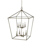 Tapered Lantern Foyer Pendant - Antique Silver