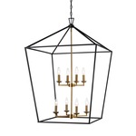 Tapered Lantern Foyer Pendant - Black / Antique Gold