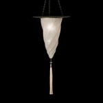 Cesendello Glass Ring Pendant - Brass / White Classic