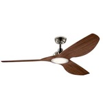 Imari Ceiling Fan with Light - Polished Nickel / Walnut