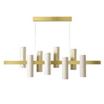 Black Note Keys Linear Pendant - Gold / Ivory White Wood