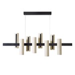 Black Note Keys Linear Pendant - Matte Black / Ivory White Wood